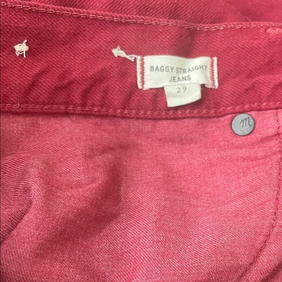 Madewell Women's Baggy Straight Leg Jeans- Crimson Red - Picture 4 of 6